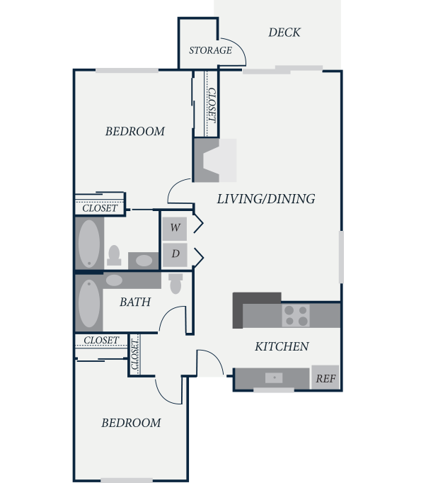 Cambridge Floor Plan, 2 Bedroom, 2 Bath, 922 SF - The Row Townhomes, Townhomes for Rent between Factoria and Bellevue, Washington 98006