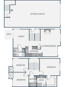 Hampton Floor Plan, 3 Bedroom, 2.5 Bath, 1378 SF - The Row Townhomes, Townhomes for Rent between Factoria and Bellevue, Washington 98006